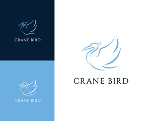 Poster - Crane bird logo. Crane bird with outline logo design illustration.