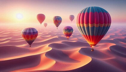  Hot Air Balloons Over a Desert