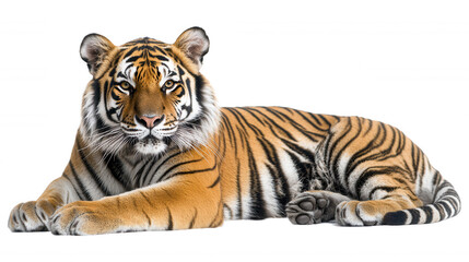Wall Mural - bengal tiger isolated on white and transparent background