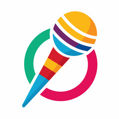 Wall Mural - a microphone icon consists of blended shades of blue, purple, pink, yellow, and green