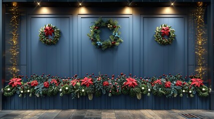 Canvas Print - Festive Christmas Decorated Doorway