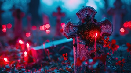 Canvas Print - Candlelight at the Cemetery