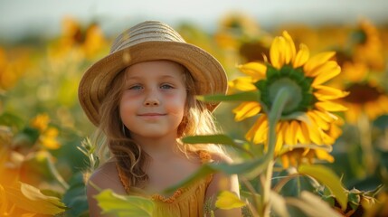 Sticker - Little Girl in Sunflower Field