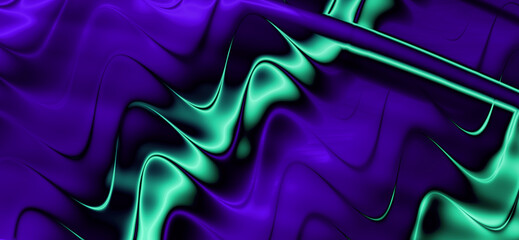 Canvas Print - Abstract Neon Purple and Green Wavy Pattern
