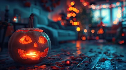 Canvas Print - Spooky Halloween Pumpkin Glow