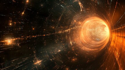 Wall Mural - abstract glowing wormhole in deep space with bright light at its core, representing the concept of t