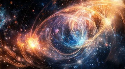 Wall Mural - abstract representation of special relativity with swirling light trails and cosmic elements in deep