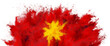 © stockphoto-graf - colorful flag of vietnam with yellow star on red color holi paint powder explosion isolated on white background.  asia vietnamese travel and tourism concept.