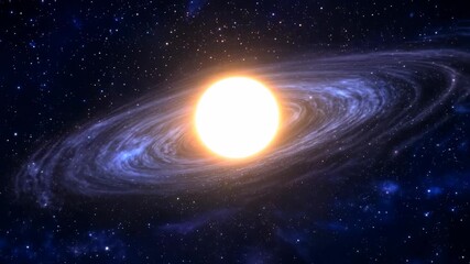 Wall Mural - Bright Star Surrounded by a Spiral Galaxy in Deep Space