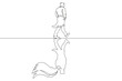 © derplan13 - A man is walking. Reflection in the form of an angel with wings. Portrait with reflection on the ground.One continuous line. Line art. Minimum one line. White background. One line drawing.