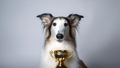 Sticker - Borzoi Holding a Trophy in Celebration