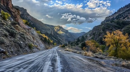 Poster - Mountain Road Through a Canyon in Autumn