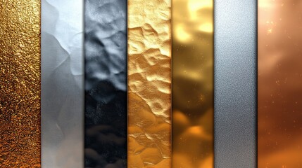 Abstract Gold, Silver, and Black Textured Background