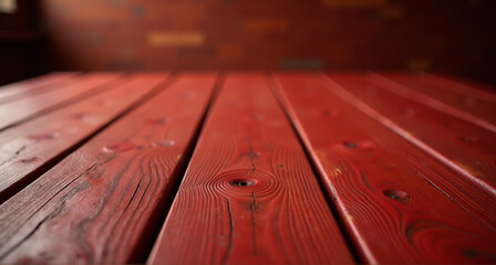 Wall Mural - wooden table with red background