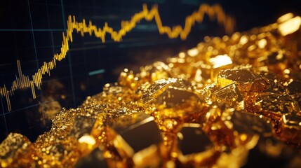 Poster - Detailed view of a gold trading chart on a computer monitor, showing recent price movements.