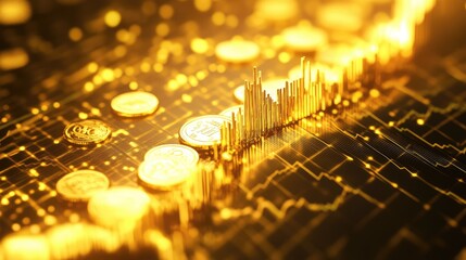 Poster - High-resolution image of a gold price chart with a clear upward trend.