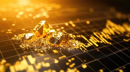 Poster - High-resolution image of a gold price chart with a clear upward trend.