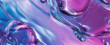 Fototapeta Londyn - Liquid glass texture background, shiny iridescent waves, abstract pattern with purple gradient. Theme of color, wallpaper, design, water, paint.