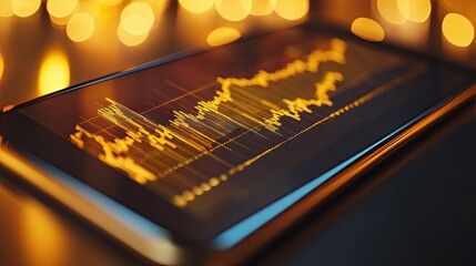 Poster - Zoomed-in image of a gold price chart on a mobile device, showcasing recent trends.