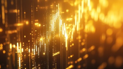 Poster - Zoomed-in shot of a gold trading chart with candlesticks and volume bars.