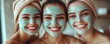 © pisan - Friends Enjoying a Relaxing Spa Day with Face Masks and Wellness Accessories, Perfect for Self-Care and Bonding