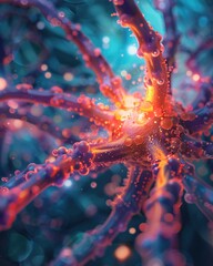 Poster - Abstract Neuron with Glowing Lights.