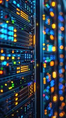 Poster - Server Rack with Colorful Lights.