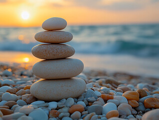 zen rocks stacked on shore