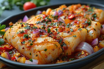 Canvas Print - Spicy Fish Dish