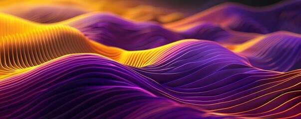 Wall Mural - Abstract Purple and Yellow Wavy Lines Background