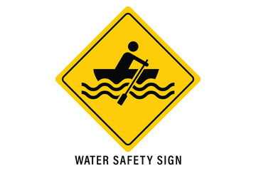 Water Safety Sign Warning Rowing Area