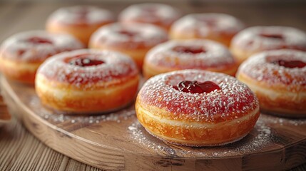 Wall Mural - Delicious Glazed Donuts with Jelly Filling