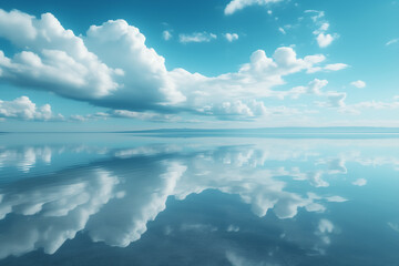 Wall Mural - Beautiful background of the lake with blue sky reflected