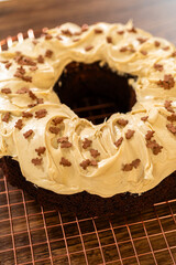 Canvas Print - Baking Gingerbread Bundt Cake with Caramel Frosting Ingredients