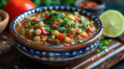 Canvas Print - Spicy Bean Soup with Cilantro and Lime