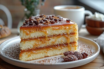 Wall Mural - Delicious Coffee Cake with Caramel Glaze