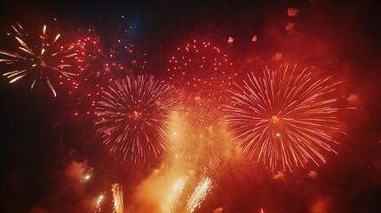 Glowing Night Celebration. Festive firework display lighting up the dark sky