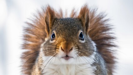 Canvas Print - A close up of a squirrel with long hair and big eyes, AI