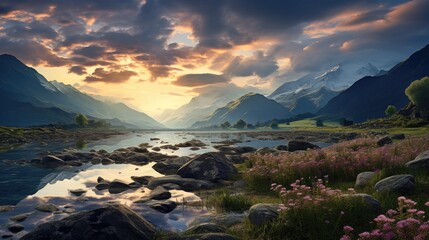 Poster - beautiful nature landscape panoramic photo