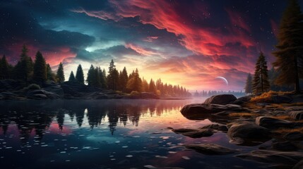 Wall Mural - beautiful nature landscape panoramic photo