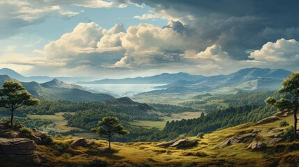 Wall Mural - beautiful nature landscape panoramic photo