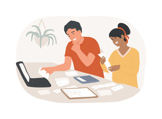 Poster - Calculate expenses isolated cartoon vector illustrations.