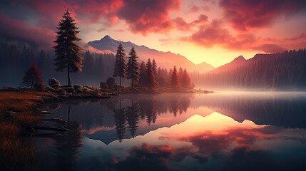 Wall Mural - beautiful nature landscape panoramic photo