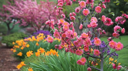 Canvas Print - Blossoms in spring bring vibrant colors and renewal to gardens.