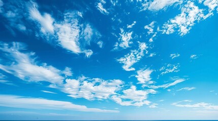 Canvas Print - Clouds drifting across a clear blue sky evoke a sense of peace.