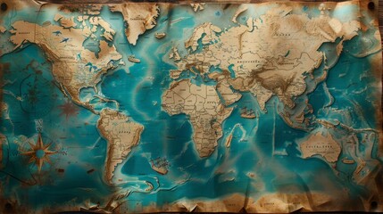 Wall Mural - Create a detailed world map showing the routes of famous explorers, including their significant voyages and discoveries.