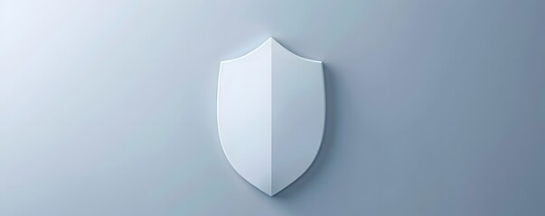 Wall Mural - A Single White Shield on a Light Blue Background