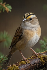 Close-Up of a Golden Crowned Sparrow on a Branch