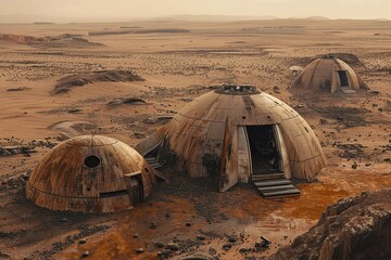Wall Mural - ai generative shelter at planet mars