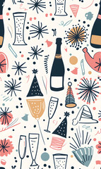 New Year and Christmas 2d cartoon or graphic advertising background, Seamless pattern